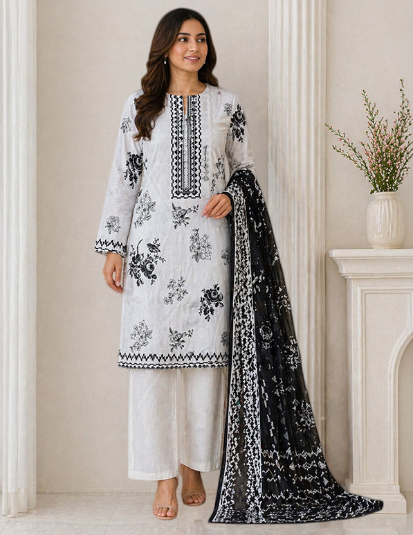 Daily Wear Lawn 3-Piece Unstitched Suit: LWN-EC-092