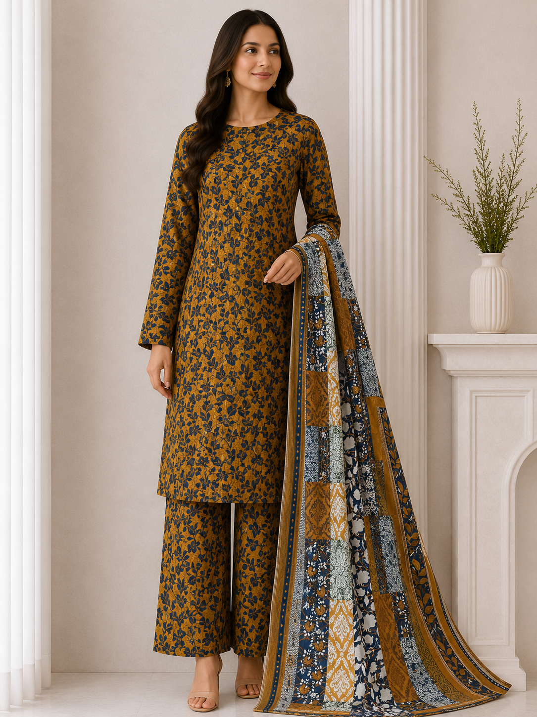 Daily Wear Lawn 3-Piece Unstitched Suit: LWN-EC-100