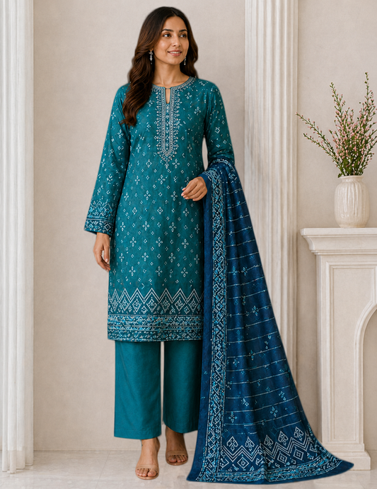 Daily Wear Lawn 3-Piece Unstitched Suit: LWN-EC-088