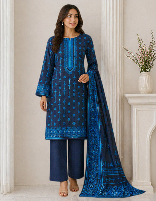 Daily Wear Lawn 3-Piece Unstitched Suit: LWN-EC-091