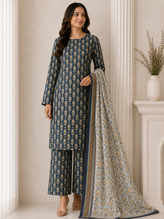 Daily Wear Lawn 3-Piece Unstitched Suit: LWN-EC-094