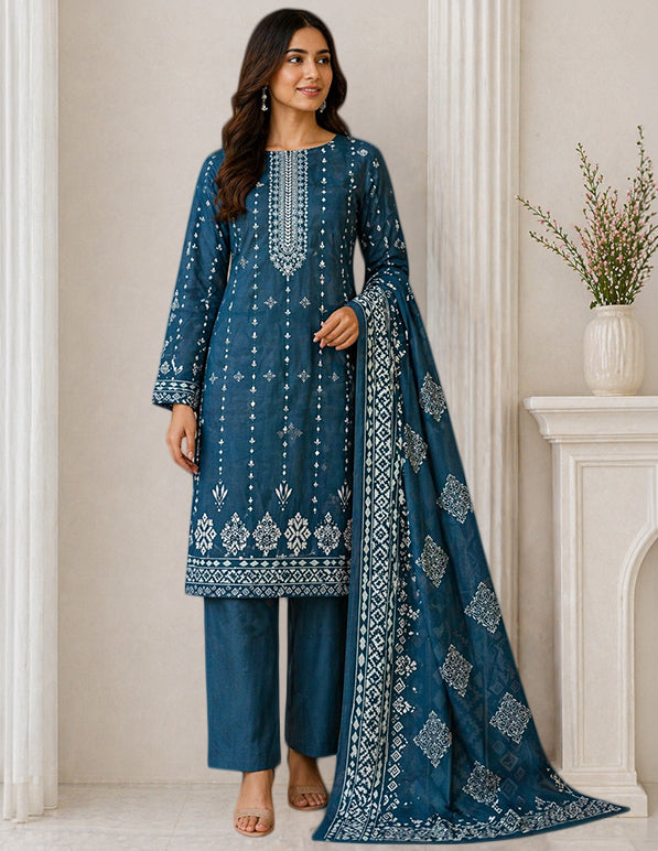 Daily Wear Lawn 3-Piece Unstitched Suit: LWN-EC-096