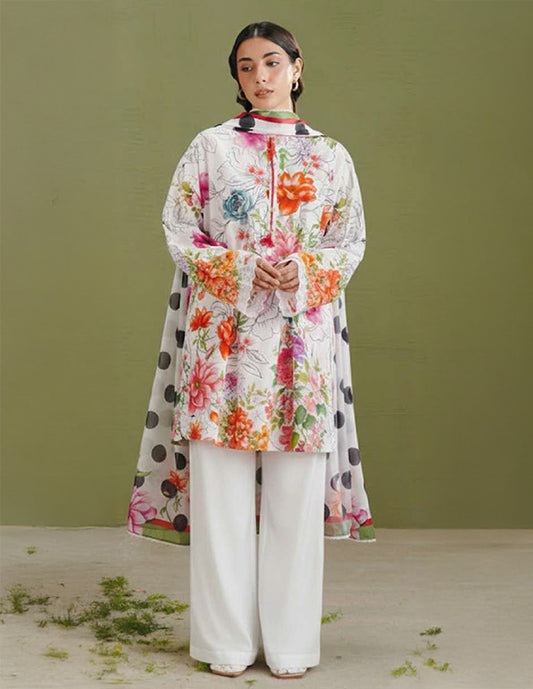 Daily Wear Lawn 3-Piece Unstitched Suit: LWN-EC-061