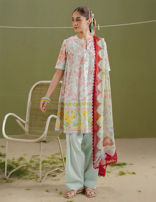 Daily Wear Lawn 3-Piece Unstitched Suit: LWN-EC-066